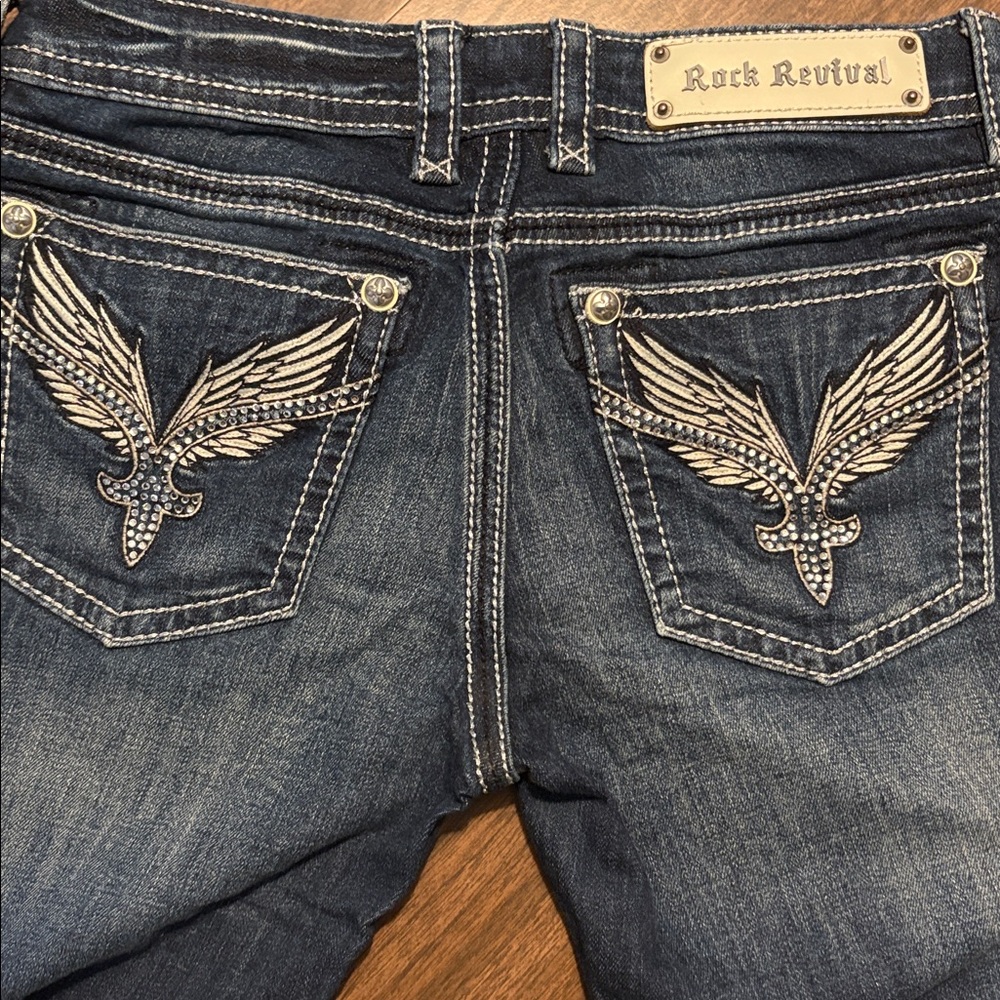 Rock Revival Lucille Boot Size 28 Dark Denim Jeans - Picture 4 of 5